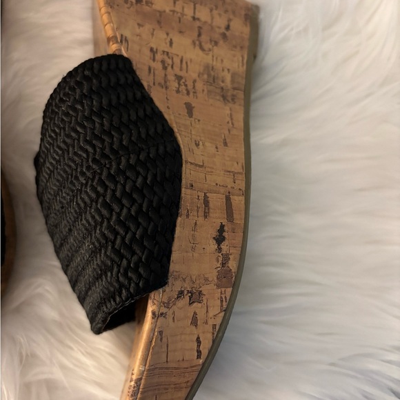 Montego Bay Club Black Cork Platform Wedge Heels Sandals size 9 - Picture 3 of 9